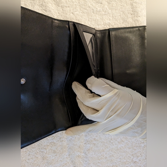 Coach Smooth Soft Black Leather Soho Trifold Envelope Wallet Silver Buckle - Picture 9 of 12